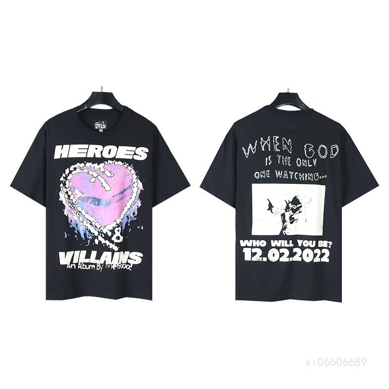 Export Hellstar American Fashion Hell Star Printed Cotton Casual Men'S And Women'S Summer Short-Sleeved T-Shirts - Image 5