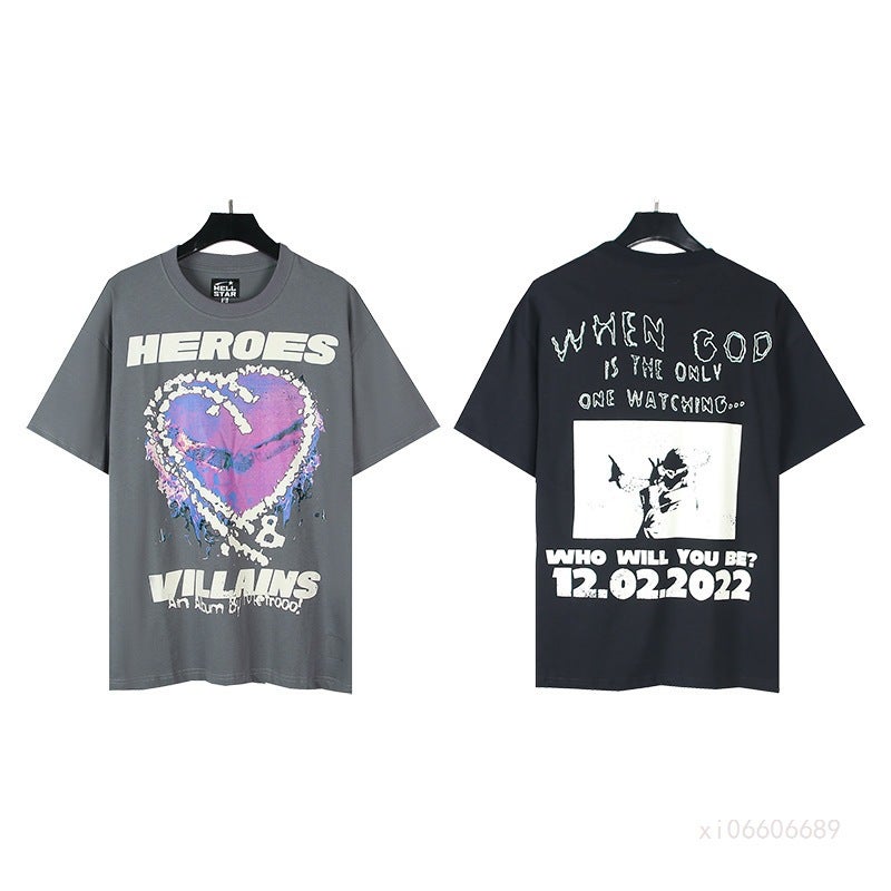 Export Hellstar American Fashion Hell Star Printed Cotton Casual Men'S And Women'S Summer Short-Sleeved T-Shirts - Image 2