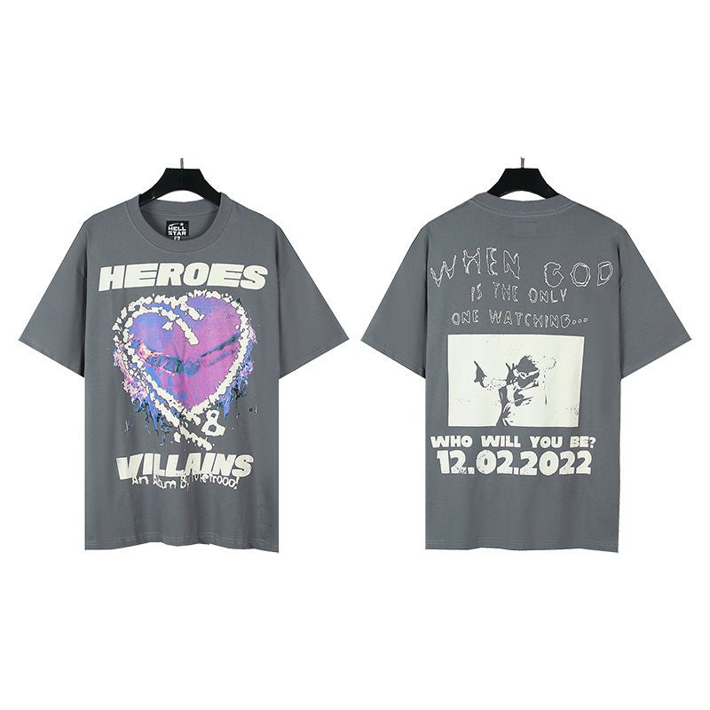 Export Hellstar American Fashion Hell Star Printed Cotton Casual Men'S And Women'S Summer Short-Sleeved T-Shirts - Image 1