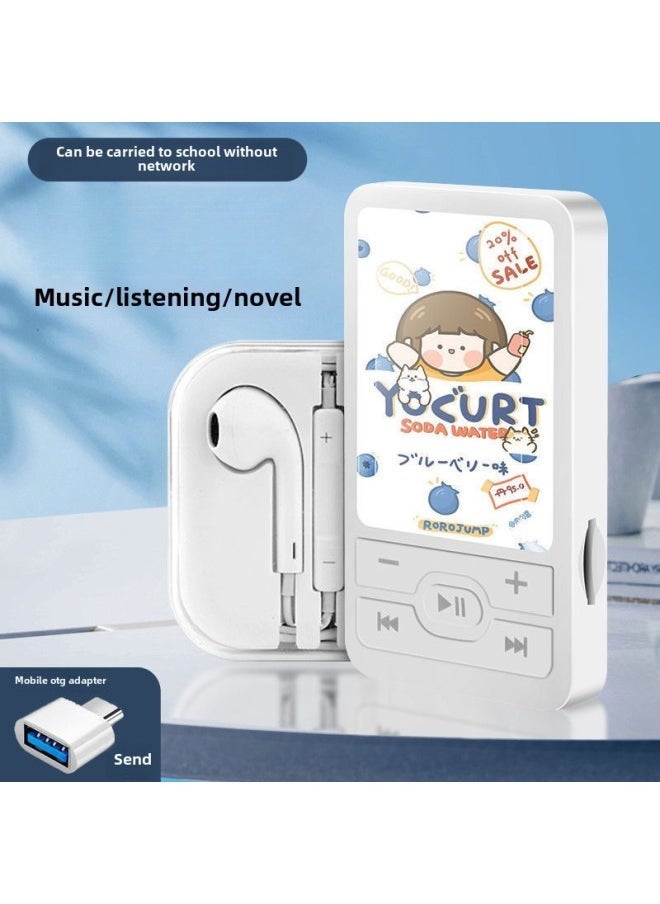 طلاب يستمعون إلى الموسيقى Mp3 ووكمان طلاب المدارس الثانوية الأولاد والبنات مشغل موسيقى رياضي محمول صغير تشانغماي - لون الجسم: A1 أبيض ثلجي - سعة الذاكرة: بدون صوت خارجي 32 جيجابايت يمكنه حفظ 8000 أغنية + مجموعة مكونة من 4 قطع - Image 4