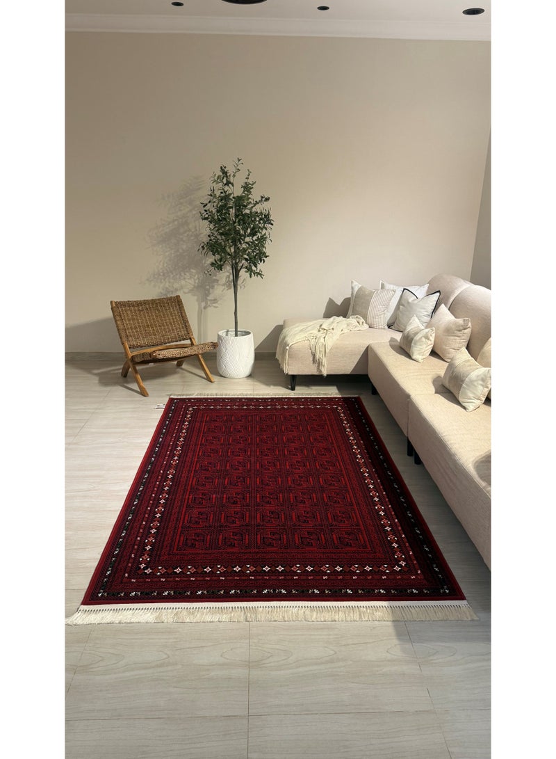 سجادتي سجادة سدو تراثية بنمط عربي أصيل فاخر للمجالس والجلسات الخارجية والتخييم وديكور المنزل  باللون الأحمر مقاس 200 × 300 سم - Image 3