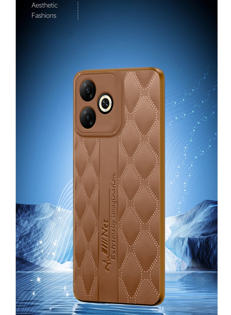 دبليو تيك غلاف خلفي بتصميم جلد أنيق مضاد للخدوش لهاتف Infinix Smart 10 HD 4G 2025 - بنى، إنهاء ماتي، شعور فاخر - Image 4