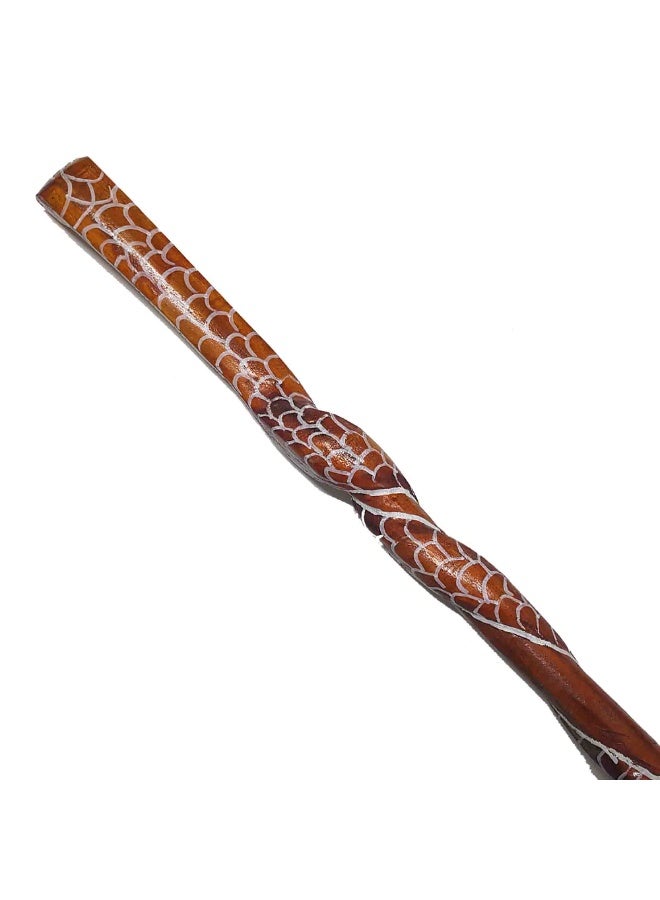 Generic A brown snake-shaped wooden crutch with a brown plastic handle. - Image 3