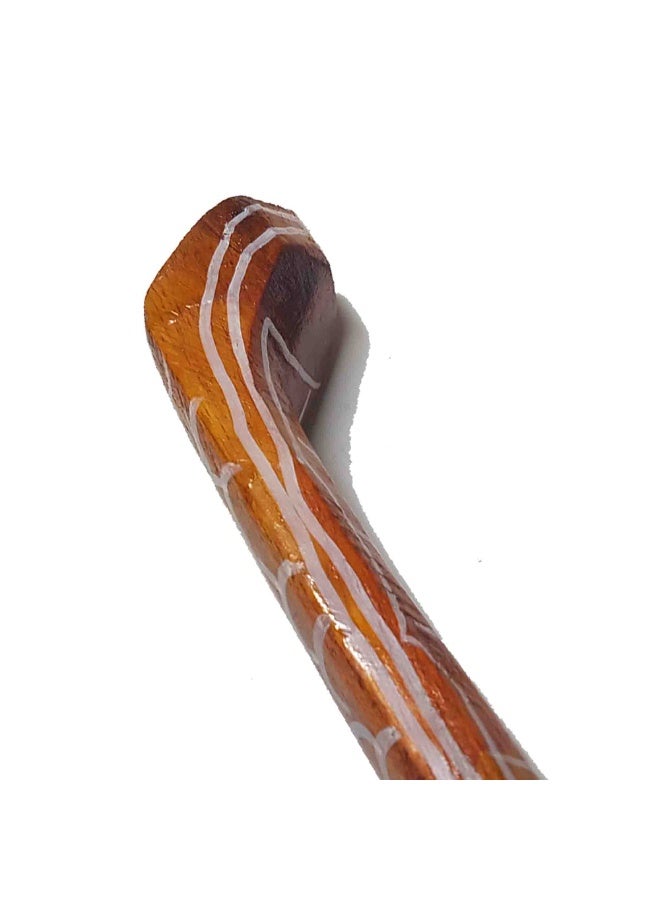 Generic A brown snake-shaped wooden crutch with a brown plastic handle. - Image 5