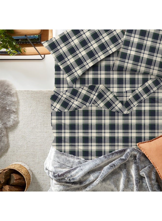 Lavish Touch Thread Count - 100% Cotton Double Brushed Flannel Sheet Set - 170 GSM Heavyweight, Deep Pockets, Pre-Shrunk & Anti-Pill, All Around Elastic – Queen - Hutton Plaid - Image 5