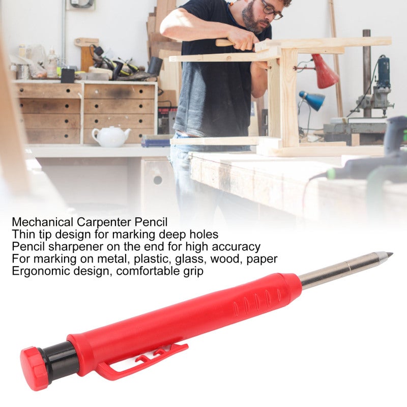 Woodworking Pencil: Fine Tip, Durable ABS Plastic, Comfortable Grip - Sharpener Included, Precision Tool for Metal Marking, Woodworking, Concrete Drilling - Image 5