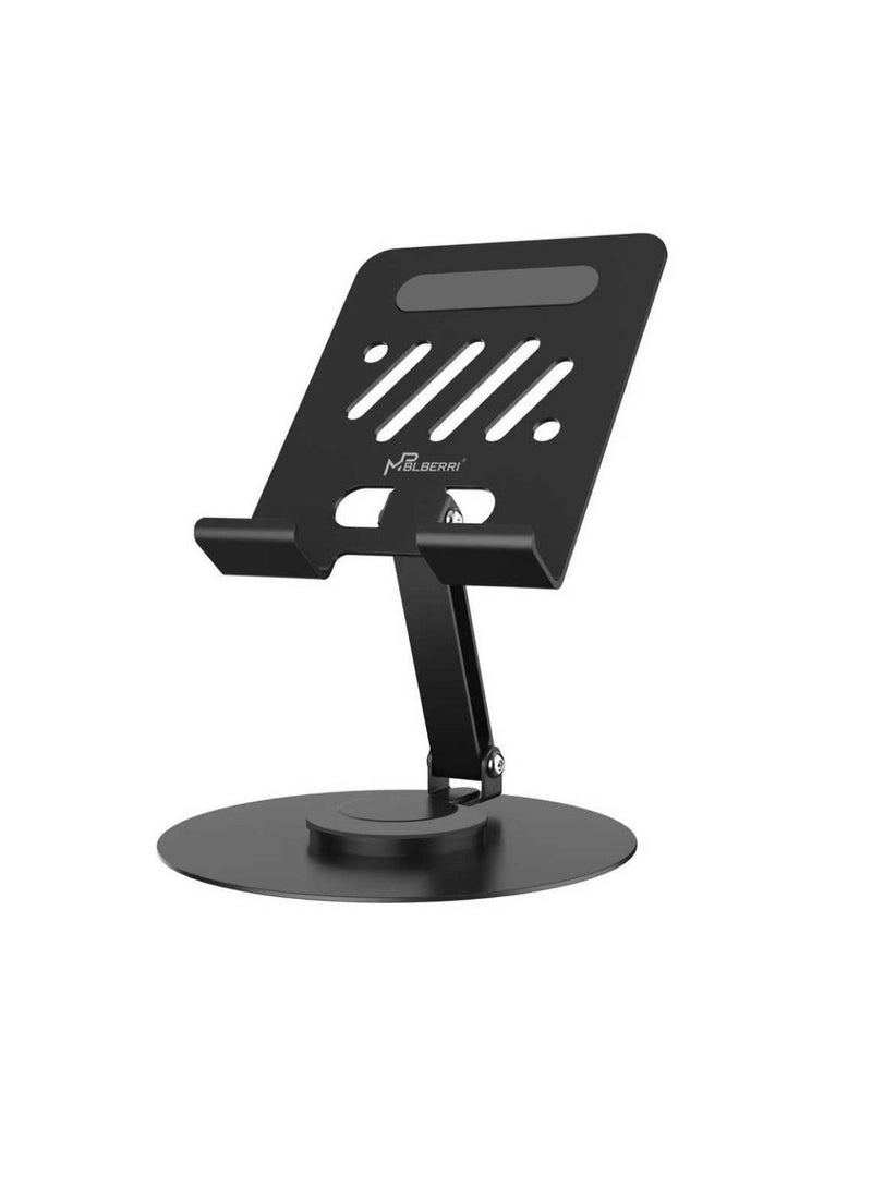 MPBLBERRI Folding Desktop Phone Stand – 360° Rotating Adjustable Mobile Holder, Foldable Alloy Desk Phone Stand for iPhone, Samsung & Android Smartphones - Image 1