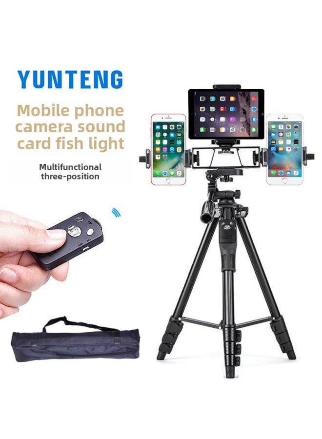 Yunteng 6808 Mobile Phone Live Selfie Video Anchor Floor Tripod Multi -3 Position Angle Frame Support Mobile Phone Clip-Color:6808 With Flat Clamp Set  - Image 3