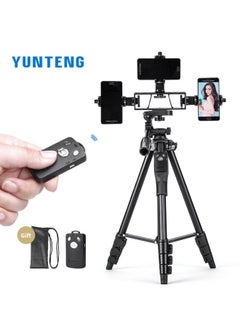 Generic Yunteng 6808 Mobile Phone Live Selfie Video Anchor Floor Tripod Multi -3 Position Angle Frame Support Mobile Phone Clip-Color:6808 With Flat Clamp Set  - Image 2