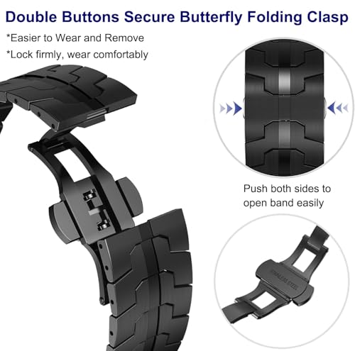 WINGLE Titanium Band for Apple Watch Ultra 3/2/1 Band 49mm Series 11 10 46mm 45mm 44mm 42mm SE 3/2/1 Series 9 8 7 6 5 4 3 Men Lightweight Rugged Classy Titanium Apple Ultra Watch Strap,24mm Wide Black - Image 5