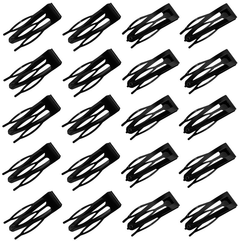 ELANE 20 Pcs Metal Snap Hair Clips for Women, Double Grip Barrettes for Thick Fine Hair, Small Black Clips for Girls - Image 1