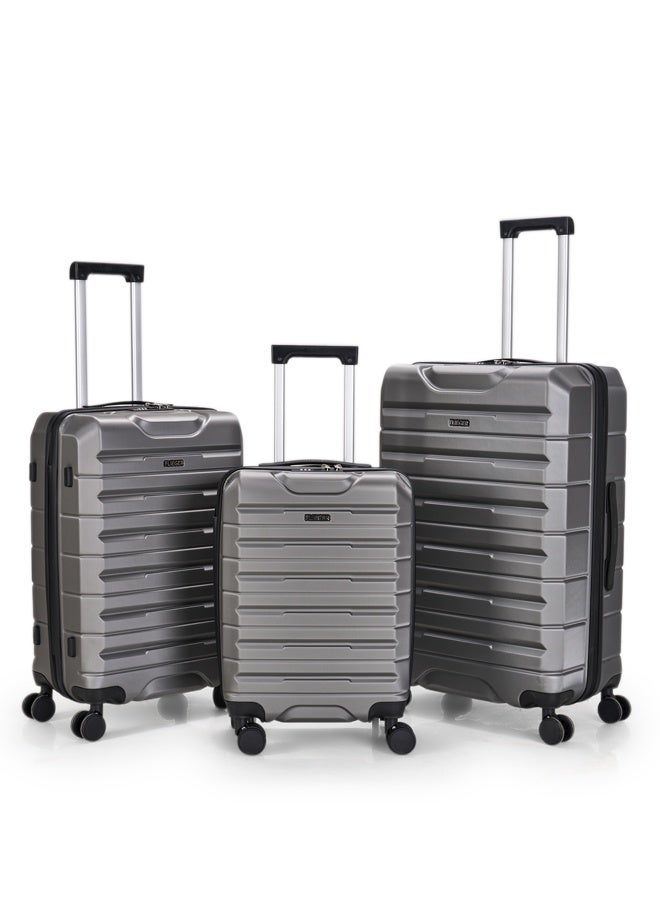 طقم شنط سفر مكون من 3 حقائب أمتعة لون رمادي مقاس 2...