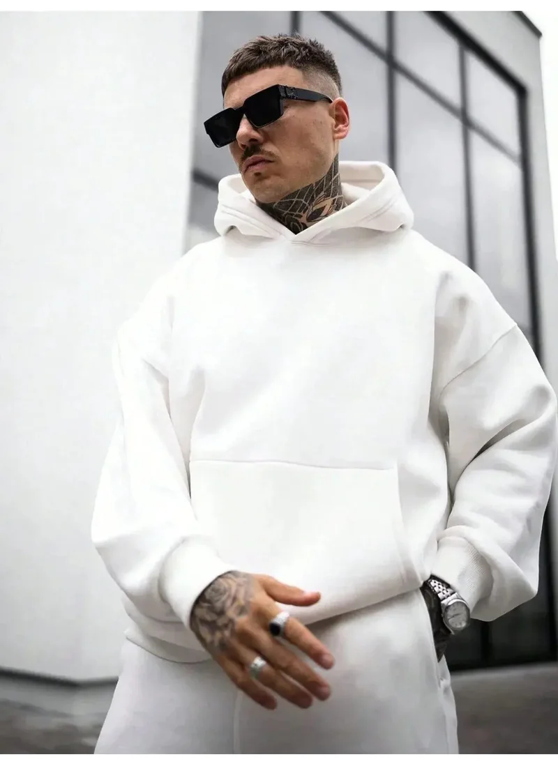 Feville Hooded White Oversize Sweatshirt