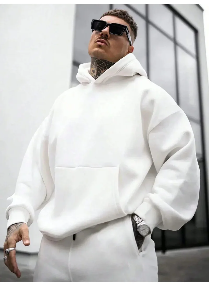 Feville Hooded White Oversize Sweatshirt