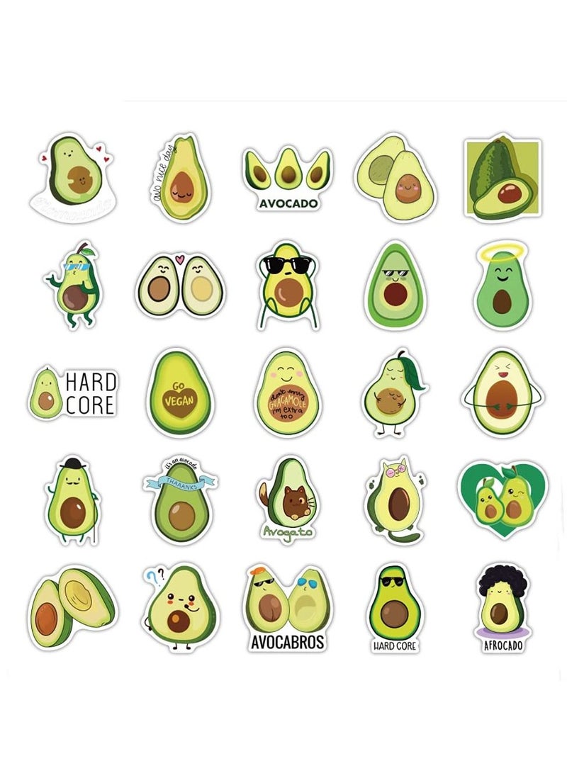 KASTWAVE 50 Pieces of Cute Avocado Waterproof Water Bottle Laptop Refrigerator Mobile Phone Vinyl Decals Suitable for Children Girls Boys Adult Teenagers Decorative Stickers Green - Image 4