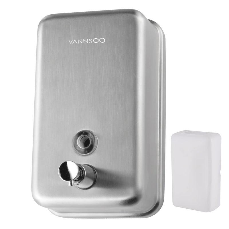 VANNSOO Commercial Wall Mount Stainless Steel Soap Dispenser Corrosion Proof Lining Liquid Hand Sanitizer Dispenser Bathroom 1100ml  37oz Vertical