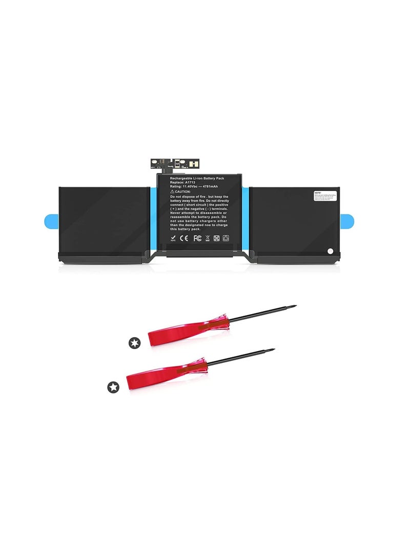 Terabyte A1713 A1708 Laptop Battery Compatible for MacBook Pro 13" A1708 (Late 2016, Mid 2017) Li-Polymer 11.4V 54.5Wh 4781mAh - Image 1