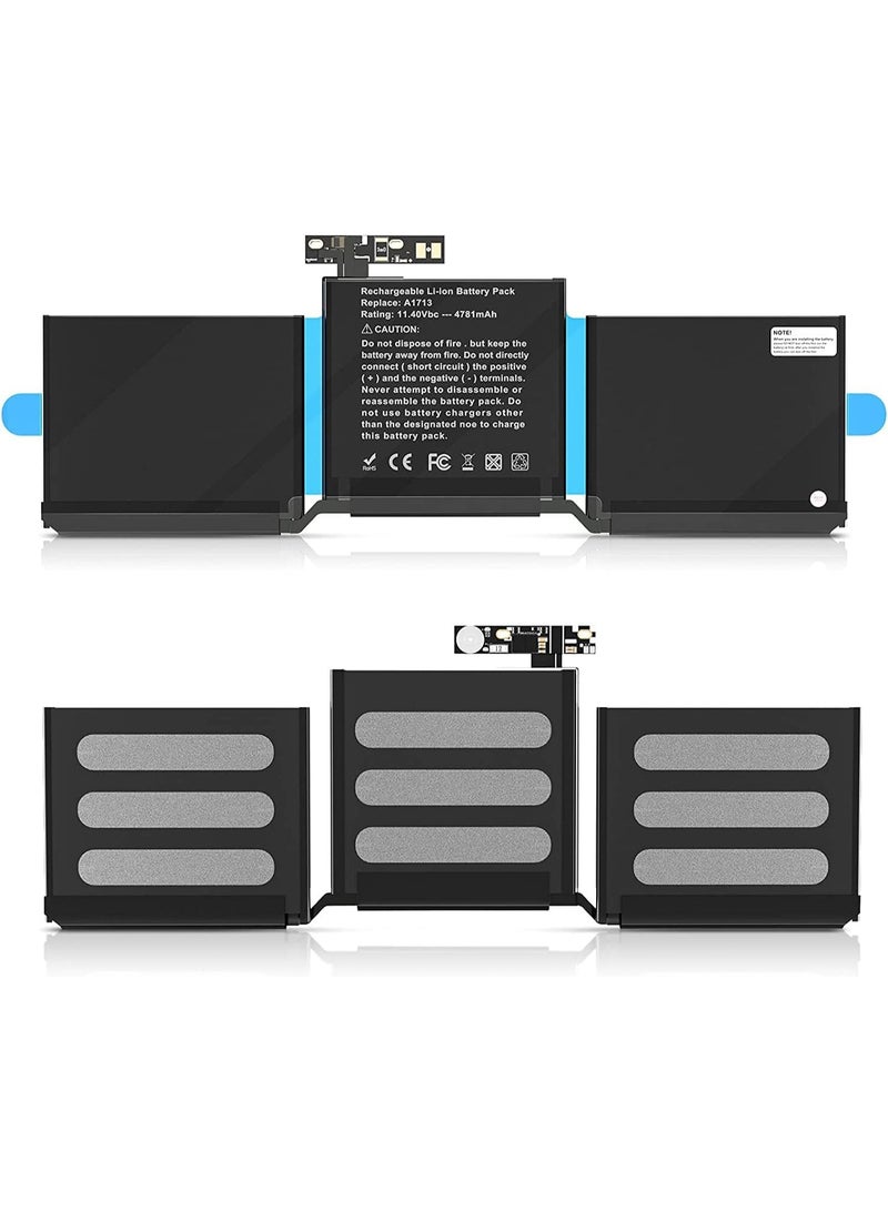 Terabyte A1713 A1708 Laptop Battery Compatible for MacBook Pro 13" A1708 (Late 2016, Mid 2017) Li-Polymer 11.4V 54.5Wh 4781mAh - Image 4