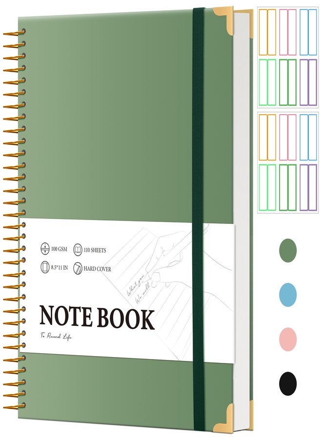 FLYING EAGLE Black Spiral Notebook College Ruled 8.5 X 11 with Tab Stickers Large Hardcover Notebooks for School Supplies A4 Note Book Journal Notebooks for Work Note Taking Office, 200 Pages - Image 1