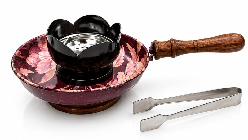 Radin Luxury Incense Bakhoor Burner Set With Wooden Handle And Tongs, Portable Oud Burner For Home Majlis Ramadan Eid Hospitality And Aromatherapy - Image 3