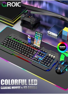 Wired Keyboard and Mouse with Colored Backlit, Wrist Rest, Gaming Mouse, Rechargeable Ergonomic Light Up Keyboard Mouse Combo with Phone Holder for Windows, Mac, PC, Laptop - pzsku/Z72F778D6A1B206824CCFZ/45/_/1718183083/b9774983-6c48-4e64-9df5-bcc7be918101