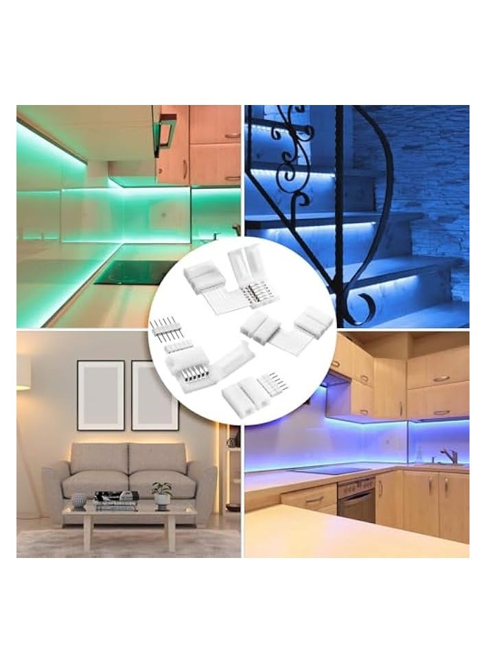 erorex 12-Piece 6-Pin L-Shaped LED Strip Connector Kit - Solderless Corner Joints for 12mm RGB/RGBW Light Strips, Waterproof 90° Angle Connectors for 6 Pin LED Strip (Includes 6 Straight + 6 Angled Adapters) - Image 4