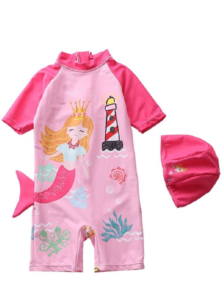 Y&D 2 piece children's swimsuit girl baby one piece surfing suit baby swimming pool girl swimsuit 80-90 cm - Image 1