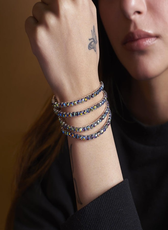 Secret Stash Anti Tarnish Set of 4 HoloVerdant Stack Bracelets for Women | Fancy Jewellery Gifts | Hand Band | Latest Fashion Accessories for Girls | Minimal Jewelry Design | Ideal for Gifting | Gift for Diwali, Christmas, Marriage, Birthday - Image 3