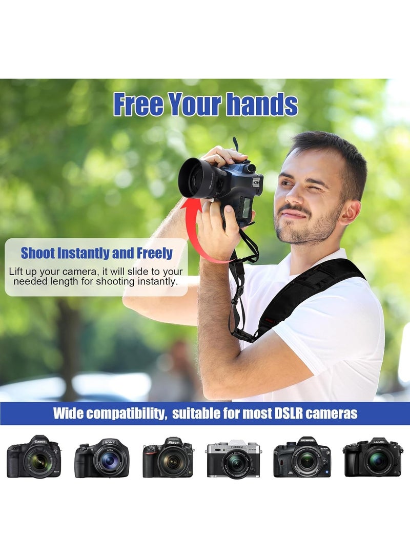 VKL Camera Shoulder Strap, Anti-Slip Camera Strap with Quick Release and Safety Tether, Adjustable Sling Strap for DSLR, Compatible with Nikon, Canon, Sony, Fuji Cameras, Secure and Comfortable - Image 5