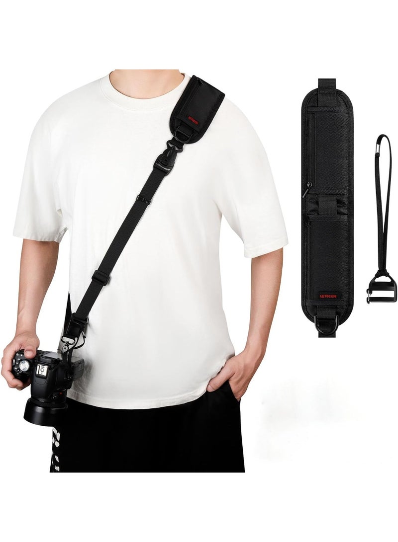 VKL Camera Shoulder Strap, Anti-Slip Camera Strap with Quick Release and Safety Tether, Adjustable Sling Strap for DSLR, Compatible with Nikon, Canon, Sony, Fuji Cameras, Secure and Comfortable - Image 1
