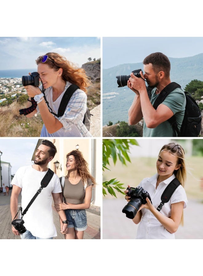VKL Camera Shoulder Strap, Anti-Slip Camera Strap with Quick Release and Safety Tether, Adjustable Sling Strap for DSLR, Compatible with Nikon, Canon, Sony, Fuji Cameras, Secure and Comfortable - Image 2