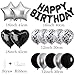 WEIKA 27 Pcs Black Silver Birthday Decorations 3D Letters Black Happy Birthday Balloon Banner Pentagram Heart Foil Balloons Confetti Balloons Kit For Boys Girls Party Supplies - Image 4