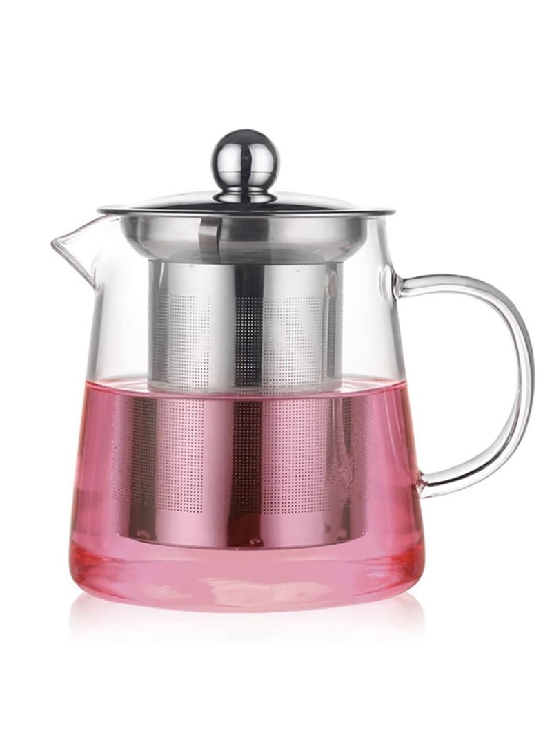 Glass Teapot Stovetop Safe, Heat Resistant Tea Pot, Glass Teapot with Removable Stainless Steel Infuser & Lid, Borosilicate Glass Tea Pots for Blooming and Loose Leaf Tea Maker (550ml, A) - Image 1