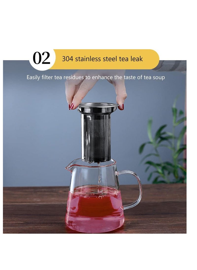 Glass Teapot Stovetop Safe, Heat Resistant Tea Pot, Glass Teapot with Removable Stainless Steel Infuser & Lid, Borosilicate Glass Tea Pots for Blooming and Loose Leaf Tea Maker (550ml, A) - Image 5