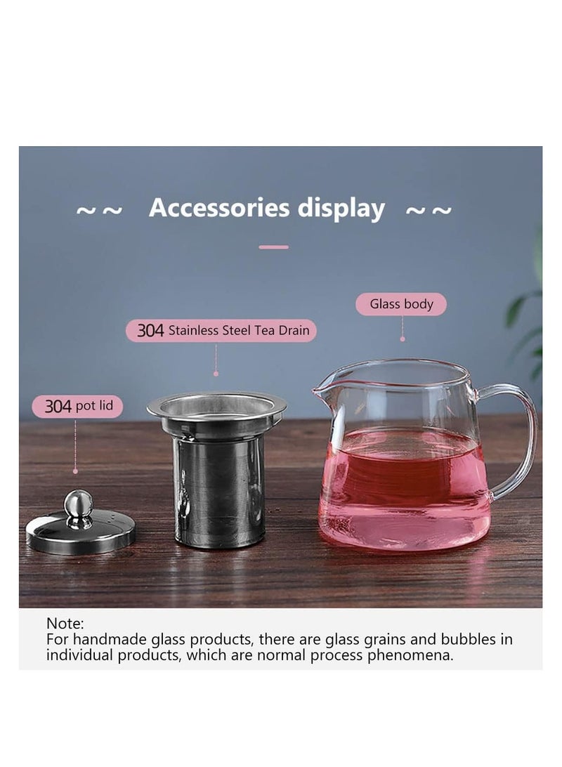 Glass Teapot Stovetop Safe, Heat Resistant Tea Pot, Glass Teapot with Removable Stainless Steel Infuser & Lid, Borosilicate Glass Tea Pots for Blooming and Loose Leaf Tea Maker (550ml, A) - Image 3