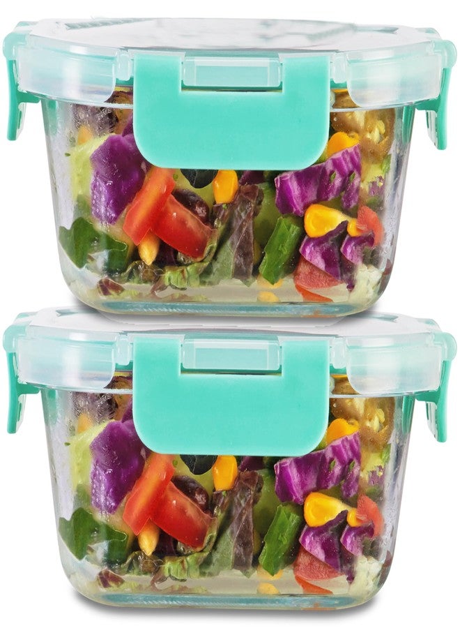 Allo FoodSafe Glass Containers with Lids with Break Free Lock, Microwave Safe Containers, Borosilicate Meal Prep Glass Food Storage Containers for Kitchen, Set of 2, 520ml, Square - Image 1
