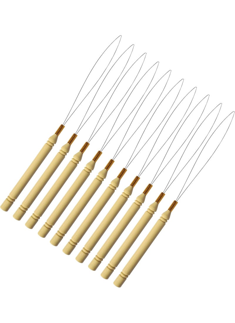 yantaisiyu - 10 Pcs Micro Rings Hair Extension Loop Needle Threader Wire Pulling Hook Beading Tool Hair Extensions Bead Device Tool for Hair or Feather Extensions - Image 1