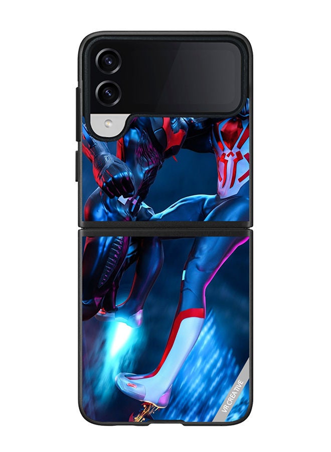 VR CREATIVE Protective Case Cover For Samsung Galaxy Z Flip4 Spiderman Vs Batman Design Multicolour - Image 1