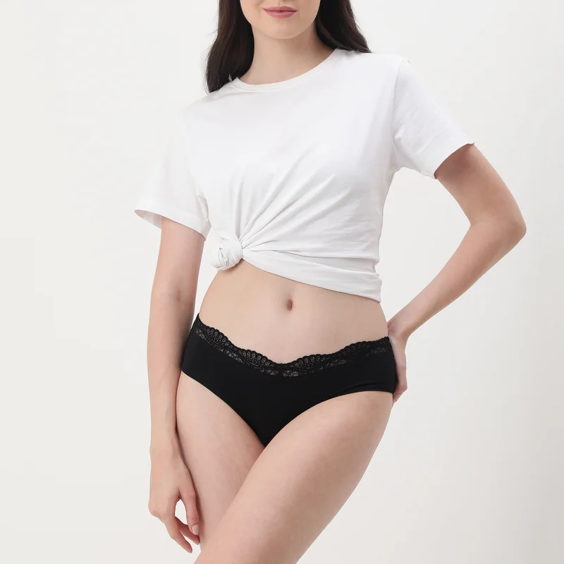 La Senza La Senza Lace Trim Hipster Bikini Brief - Black