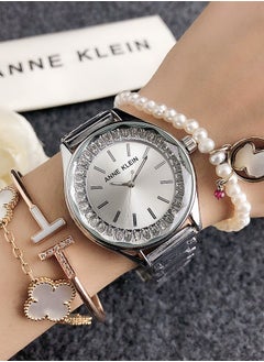 ANNE KLEIN ANNE KLEIN Men's and Women's Classic Fashion Cubic Zirconia Quartz Watch Silver Stainless Steel Strap Gift 38mm  - Image 2