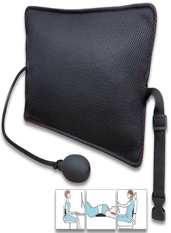 POPIPEN Inflatable Lumbar Support Pillow for Office Chair and Car Seat, Back Support Cushion with Air Pump for Reducing Lower Back Pain - Image 1
