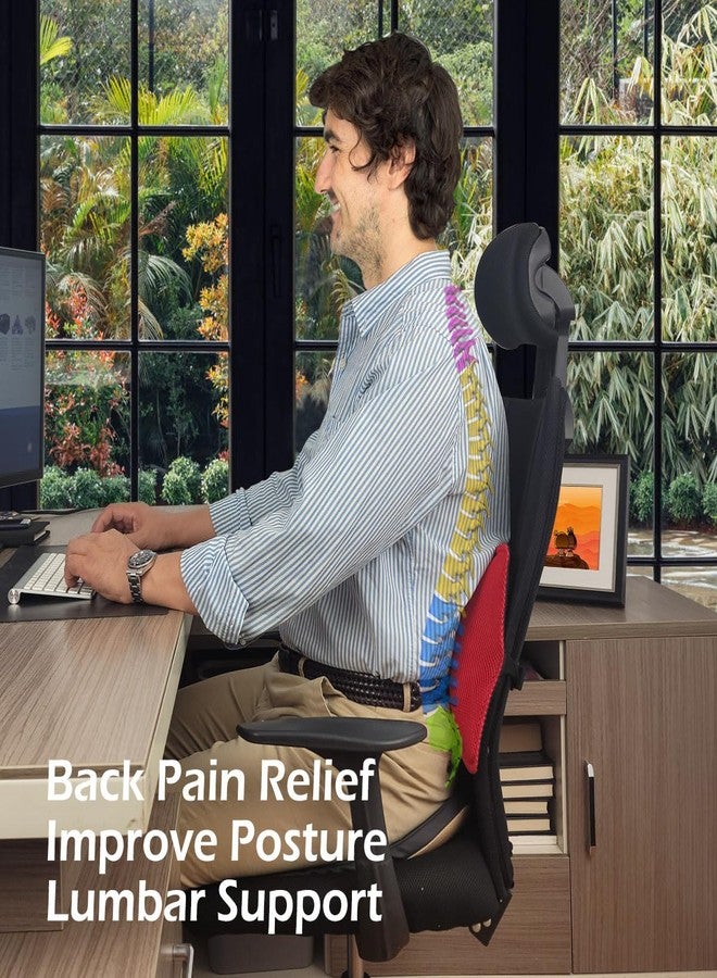POPIPEN Inflatable Lumbar Support Pillow for Office Chair and Car Seat, Back Support Cushion with Air Pump for Reducing Lower Back Pain - Image 2