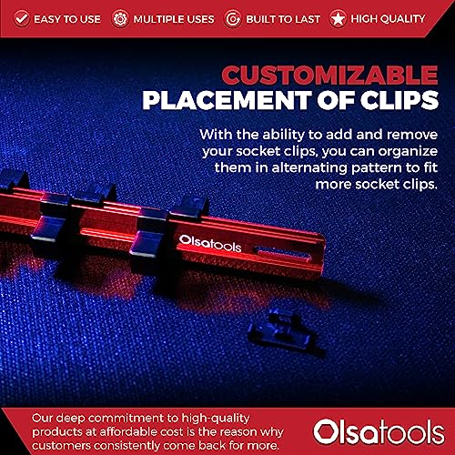 Olsa Tools 1/2-Inch Drive Aluminum Socket Organizer with Locking End Caps | Professional Quality Socket Holder (RED) - Image 5