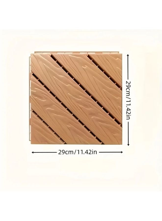 5 Pcs Gray Interlocking Plastic Deck Tiles Outdoor Wood Look Flooring - Image 3