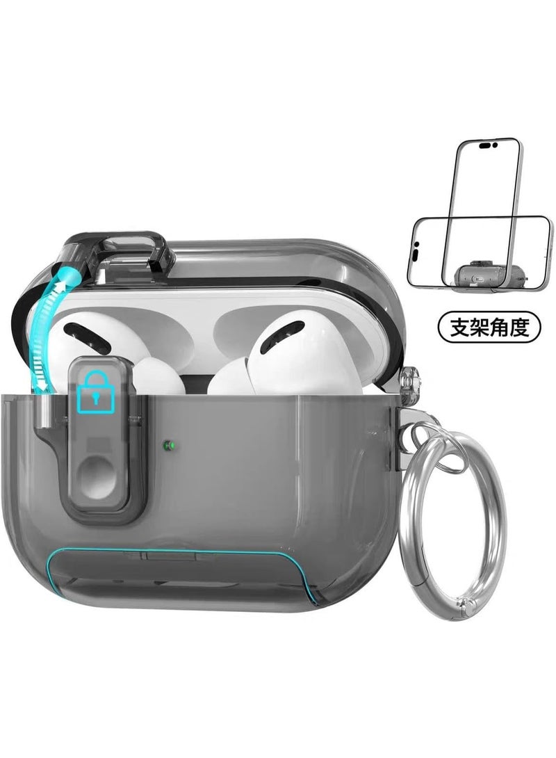 Case AirPods Pro 3 (2025) Case, Silicone Protective Cover with Automatic Switch Lock, Smart Stand, Shockproof Hard Shell, Wireless Charging Compatible, (Black) - Image 2