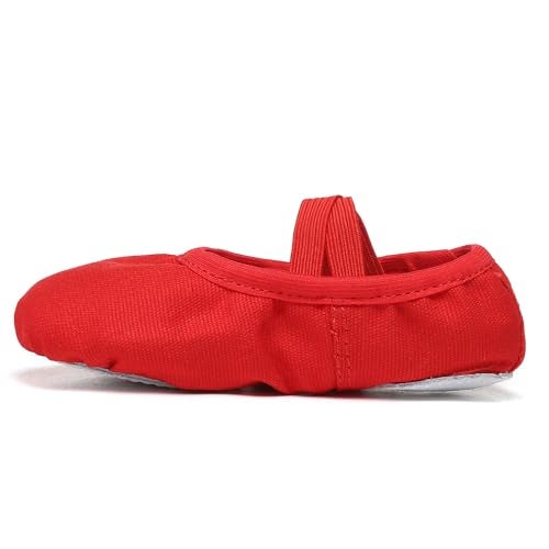 Danzcue Ballet Shoes for Girls-Soft Canvas Dance Slippers with Non-Slip Soles, Ideal Ballet Flats for Toddlers and Kids, Red, 10M Toddler - Image 3