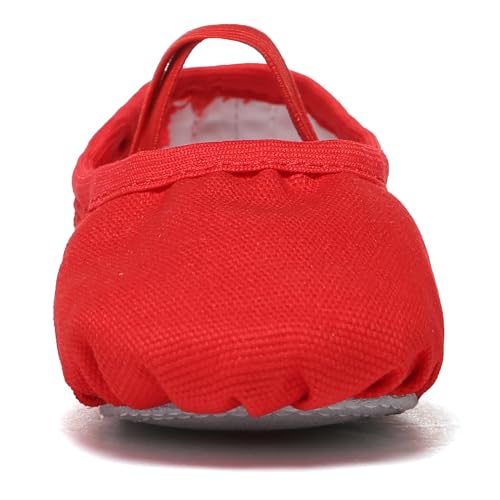 Danzcue Ballet Shoes for Girls-Soft Canvas Dance Slippers with Non-Slip Soles, Ideal Ballet Flats for Toddlers and Kids, Red, 10M Toddler - Image 5
