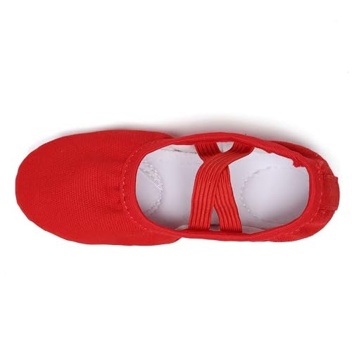 Danzcue Ballet Shoes for Girls-Soft Canvas Dance Slippers with Non-Slip Soles, Ideal Ballet Flats for Toddlers and Kids, Red, 10M Toddler - Image 4