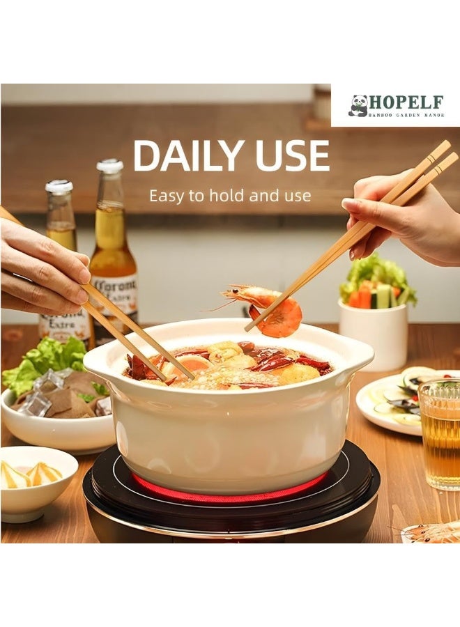 عيدان طعام من الخيزران صديقة للبيئة - 10 أزواج من عيدان الطعام القابلة لإعادة الاستخدام للسوشي والنودلز والمأكولات الآسيوية، خفيفة الوزن ومتينة - Image 2