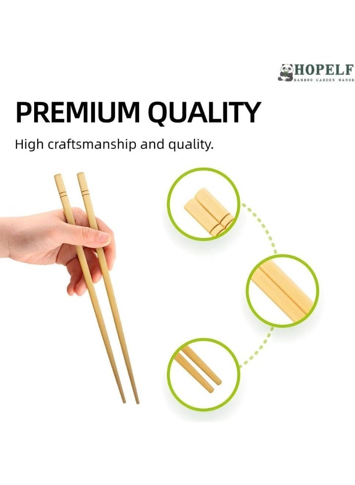 عيدان طعام من الخيزران صديقة للبيئة - 10 أزواج من عيدان الطعام القابلة لإعادة الاستخدام للسوشي والنودلز والمأكولات الآسيوية، خفيفة الوزن ومتينة - Image 4